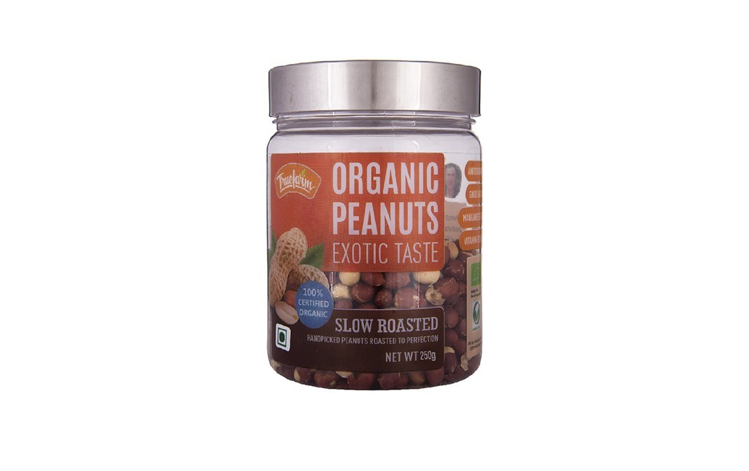 Truefarm Organic Peanuts Exotic Taste Slow Roasted   Glass Jar  250 grams